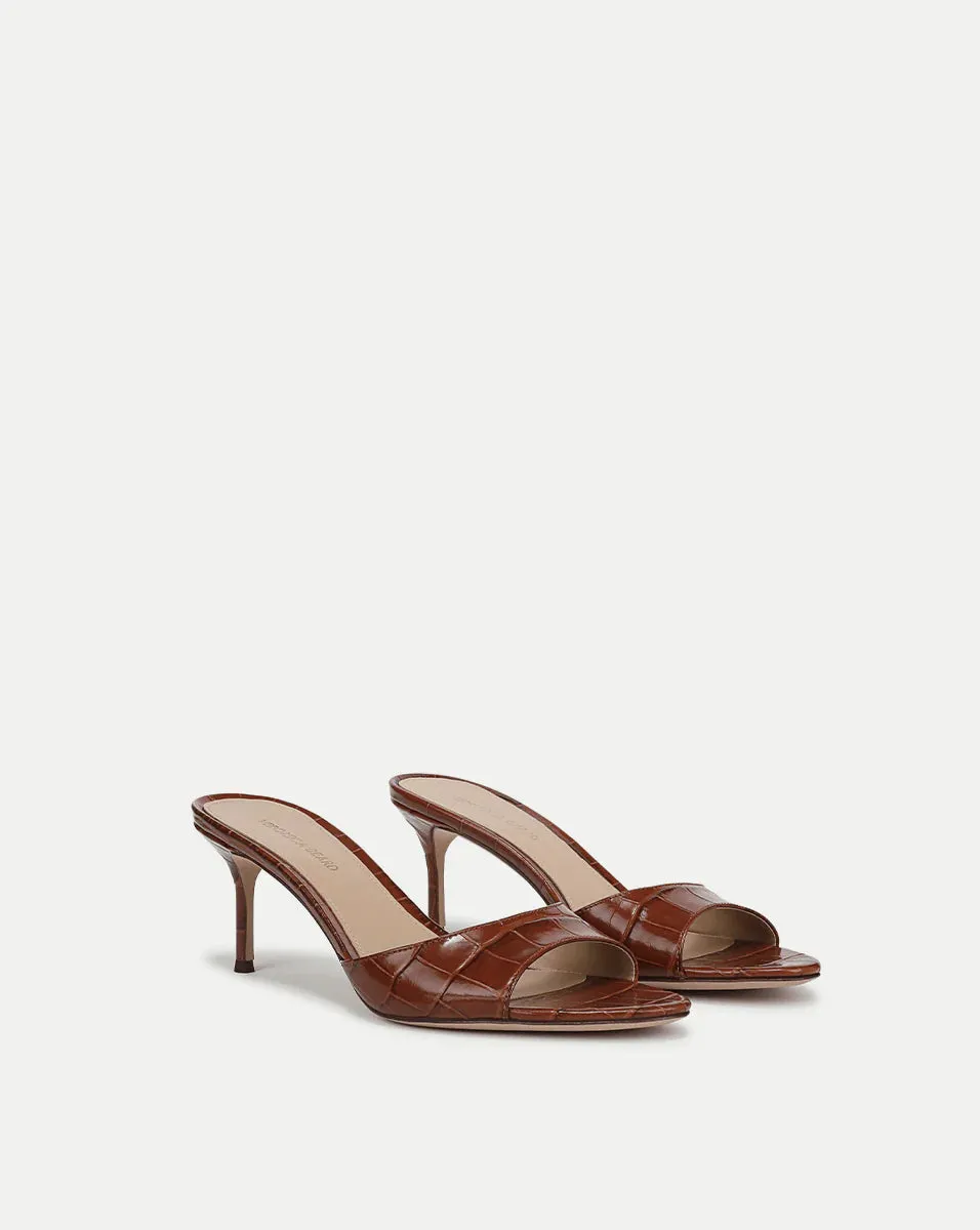 Tia Croc-Embossed Sandal - Hazelwood