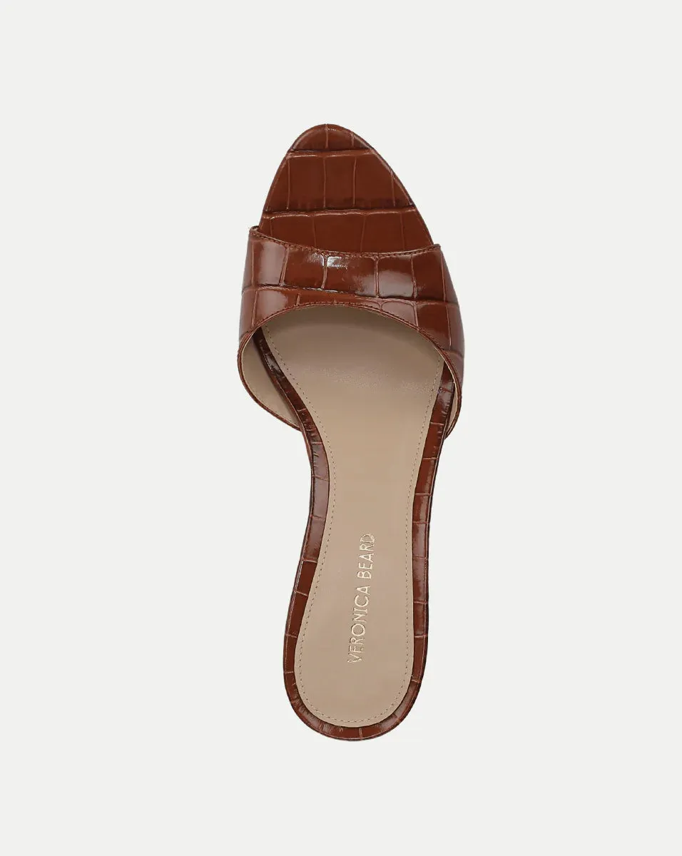 Tia Croc-Embossed Sandal - Hazelwood