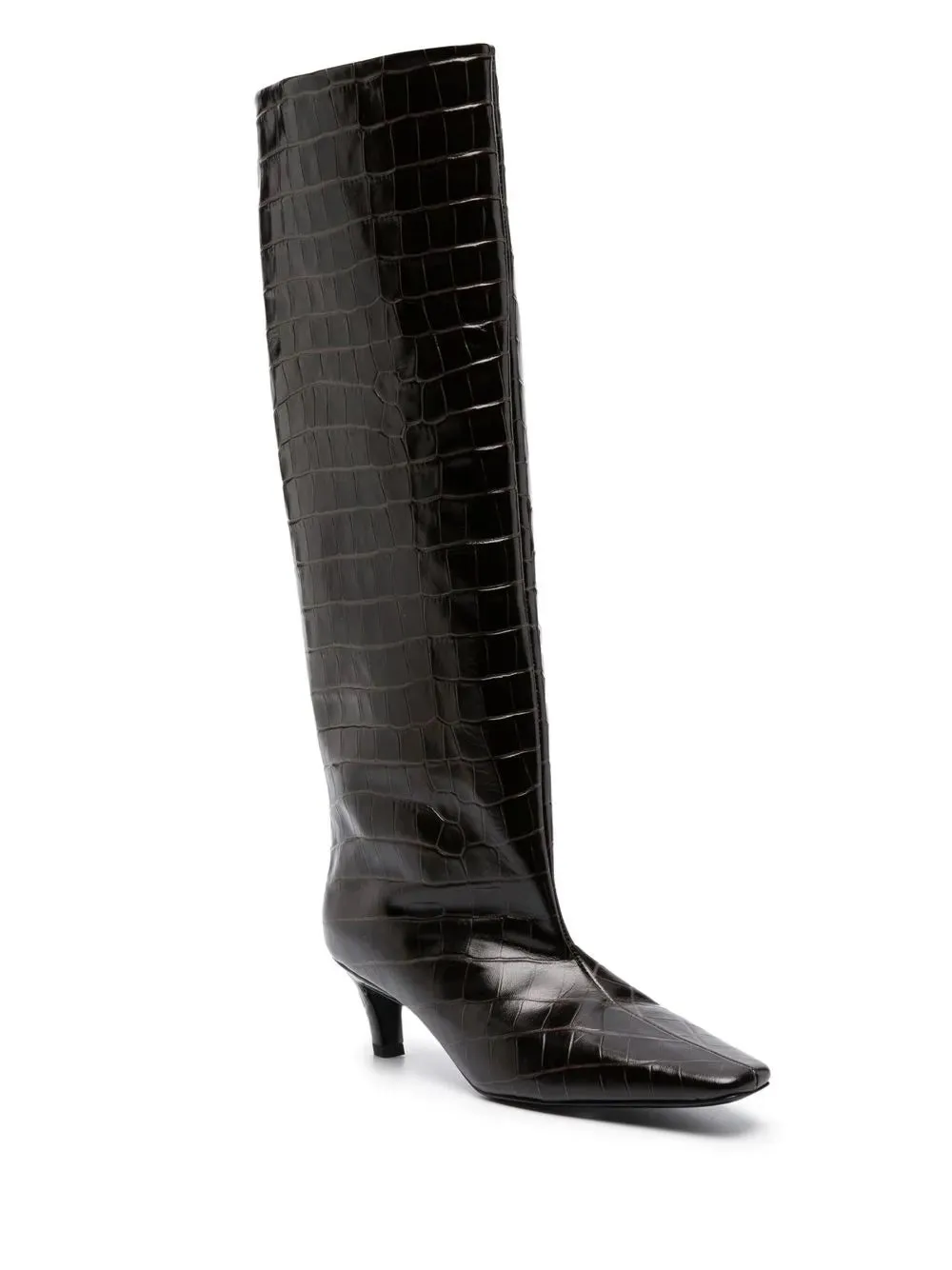 TOTEME crocodile-embossed knee-high boots