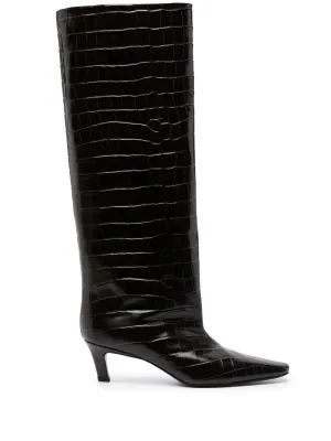 TOTEME crocodile-embossed knee-high boots