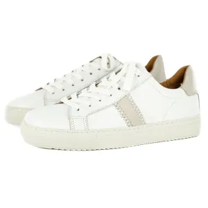 Tripoli : Ladies Leather Sneaker in White & Cream Cayak