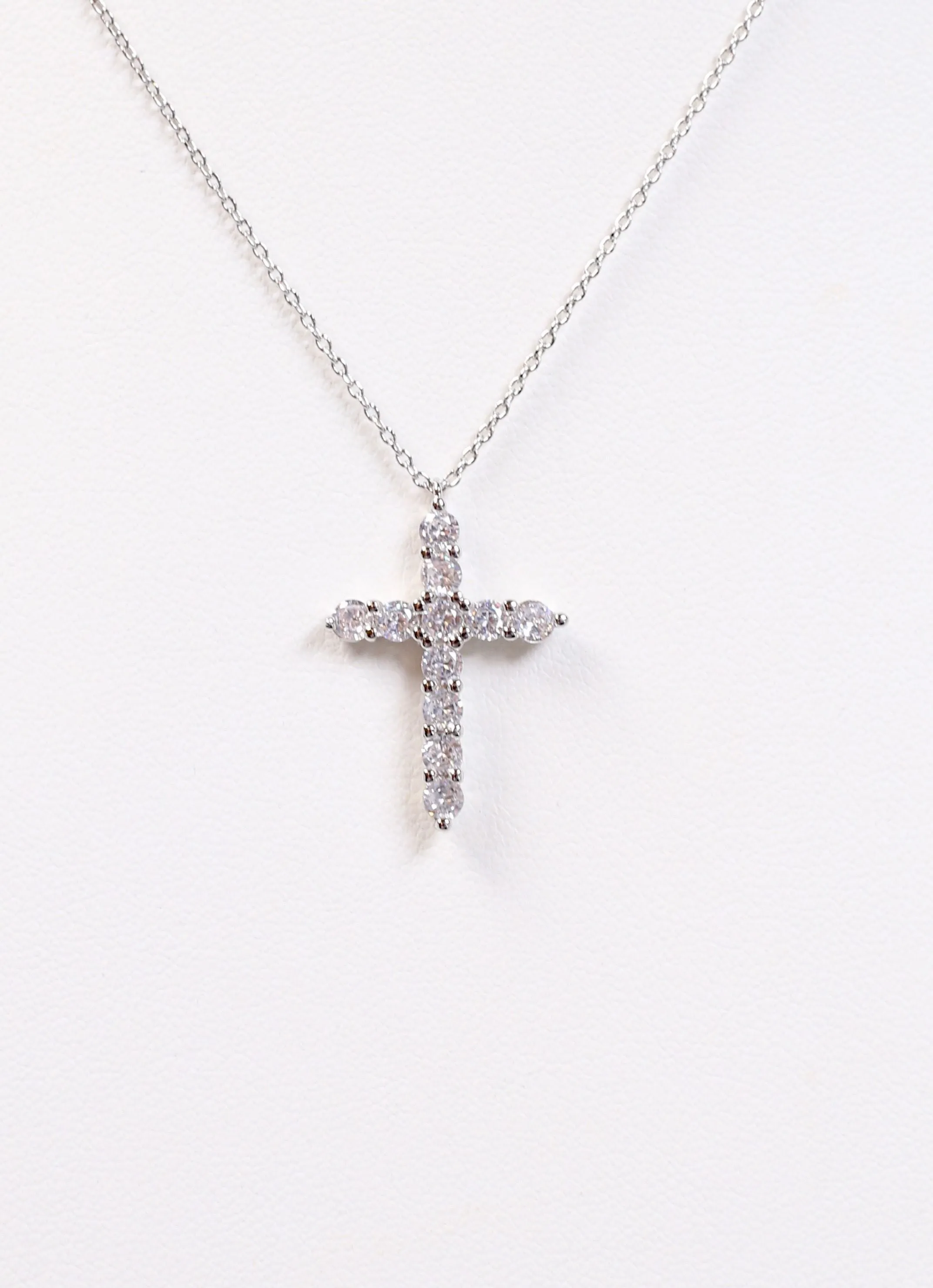 Valencourt CZ Cross Necklace SILVER