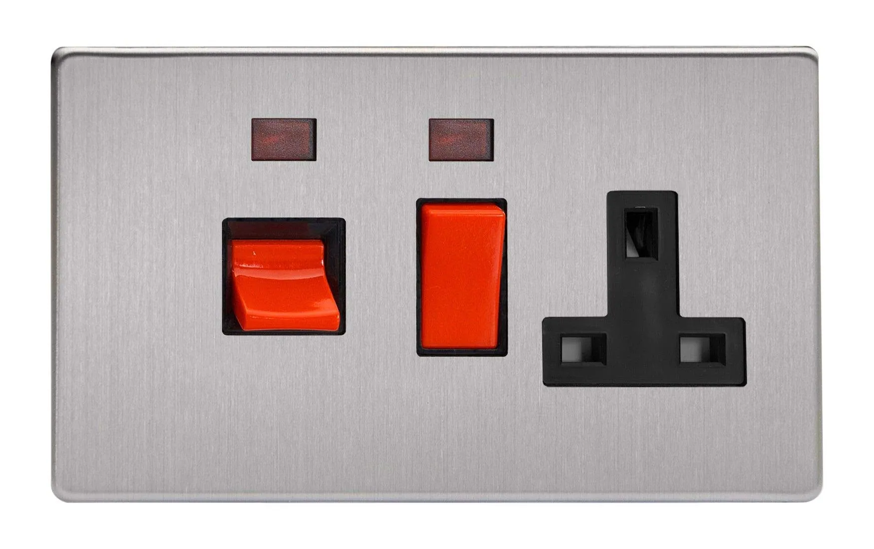 Varilight XDS45PNBS Cooker Switch 45A & Socket Black Pearl Nickel