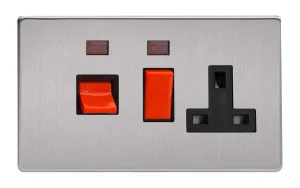 Varilight XDS45PNBS Cooker Switch 45A & Socket Black Pearl Nickel