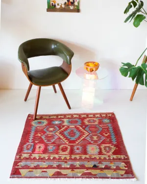 Vintage Mini Turkish Kilim Rug 2'11"x3'6"