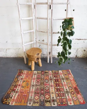 Vintage Mini Turkish Kilim Rug 2'8"x4'3"