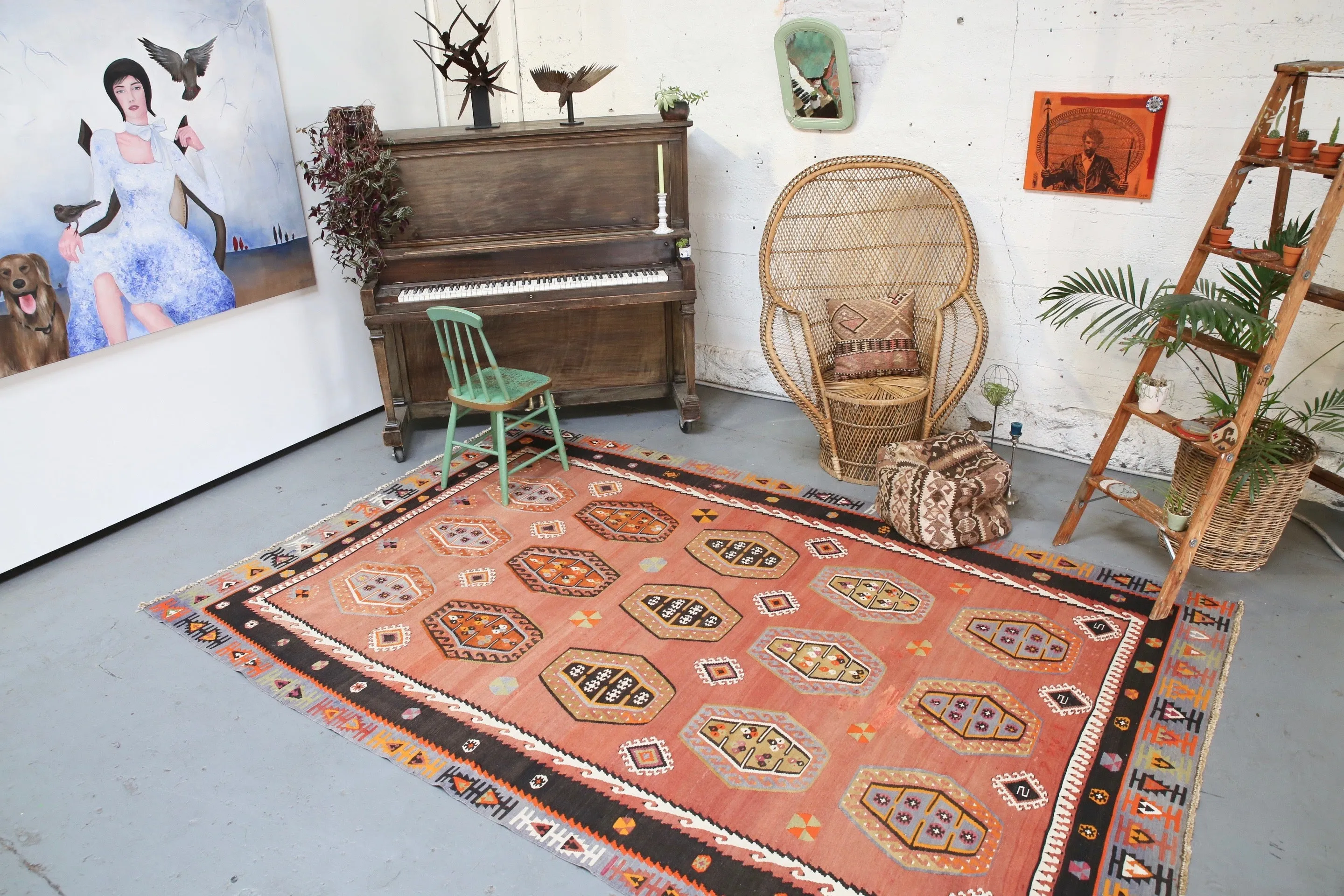 Vintage Sivas Sarkisla Kilim 6.10ftx11ft