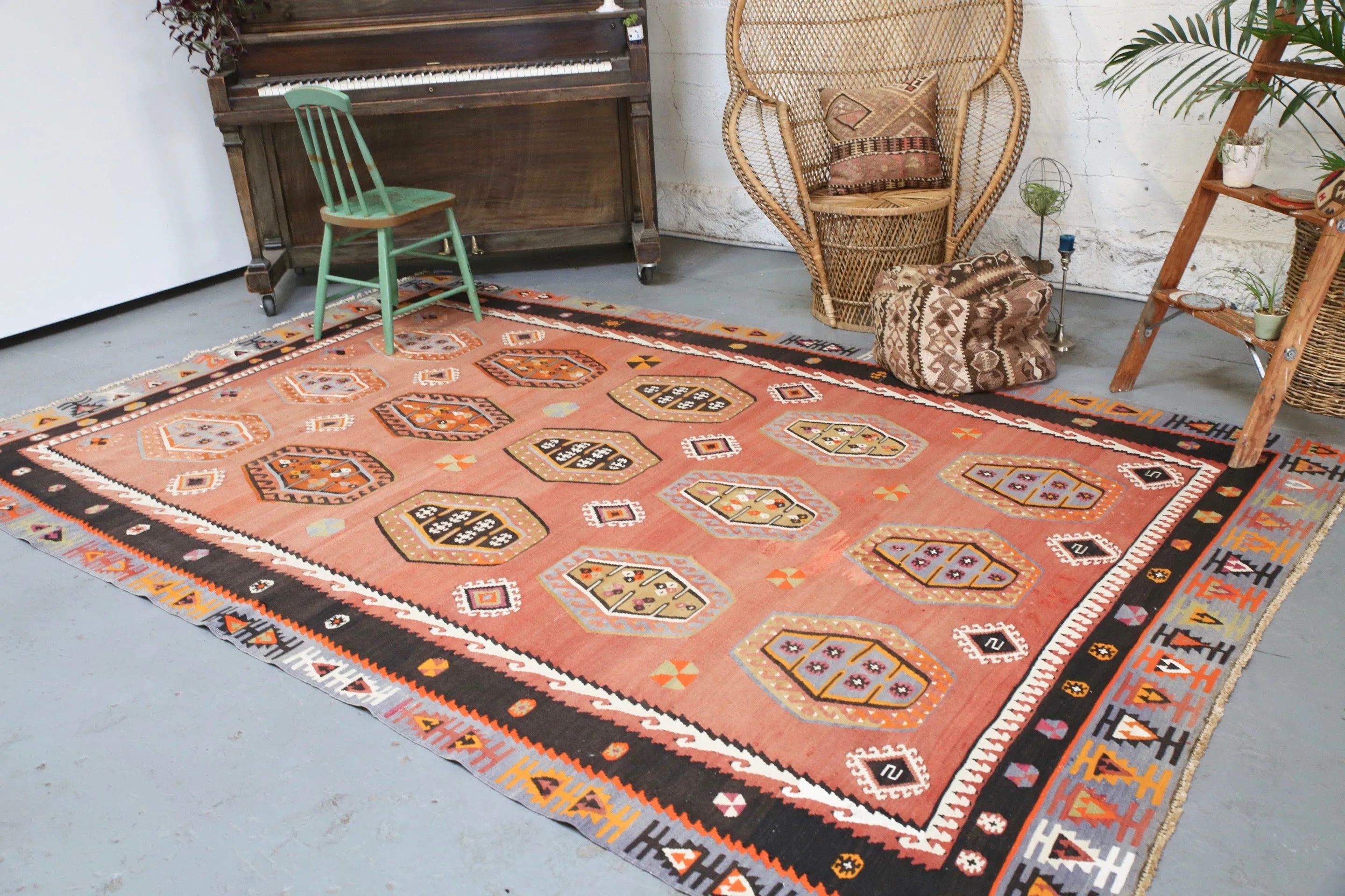 Vintage Sivas Sarkisla Kilim 6.10ftx11ft
