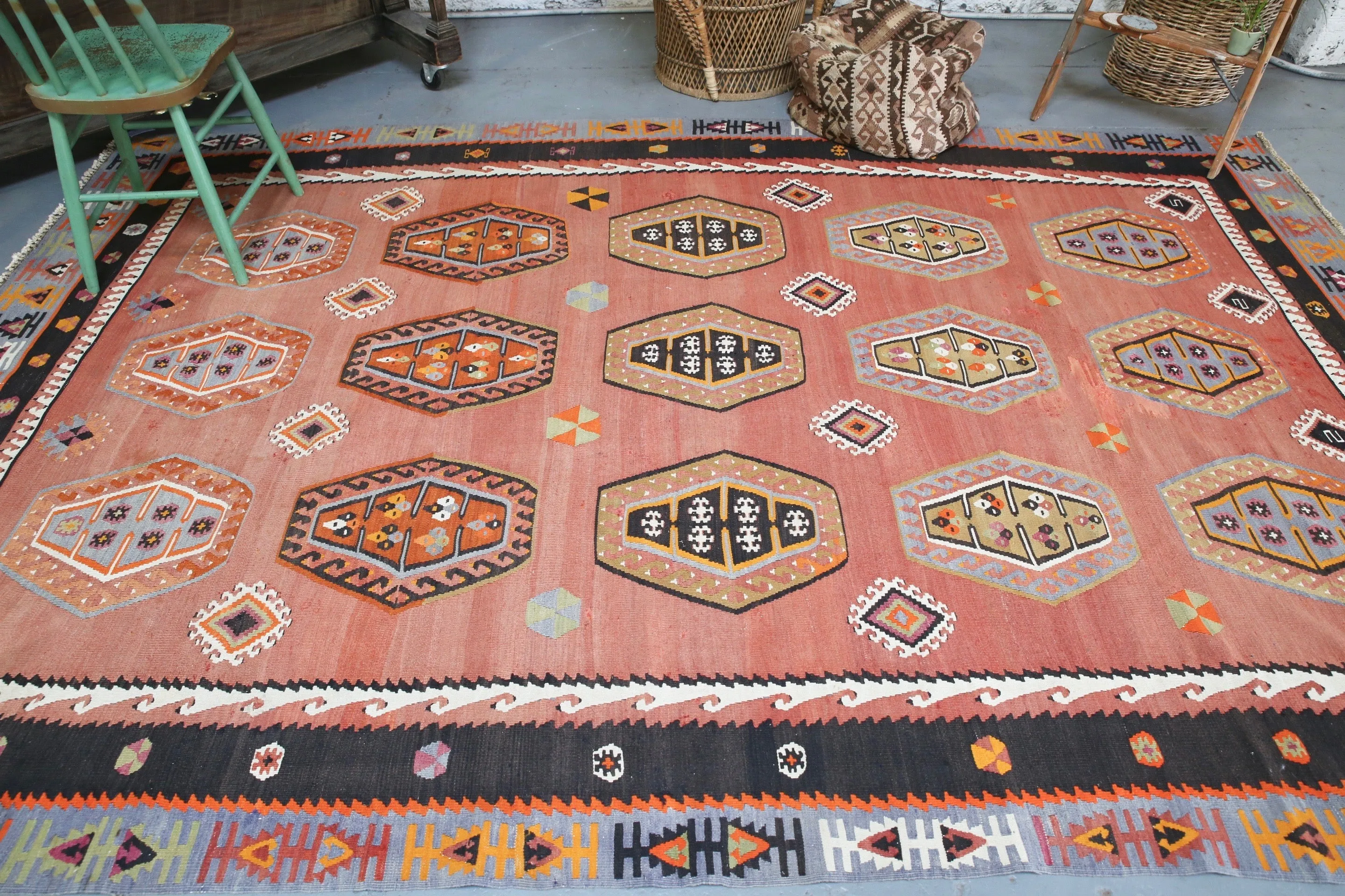 Vintage Sivas Sarkisla Kilim 6.10ftx11ft