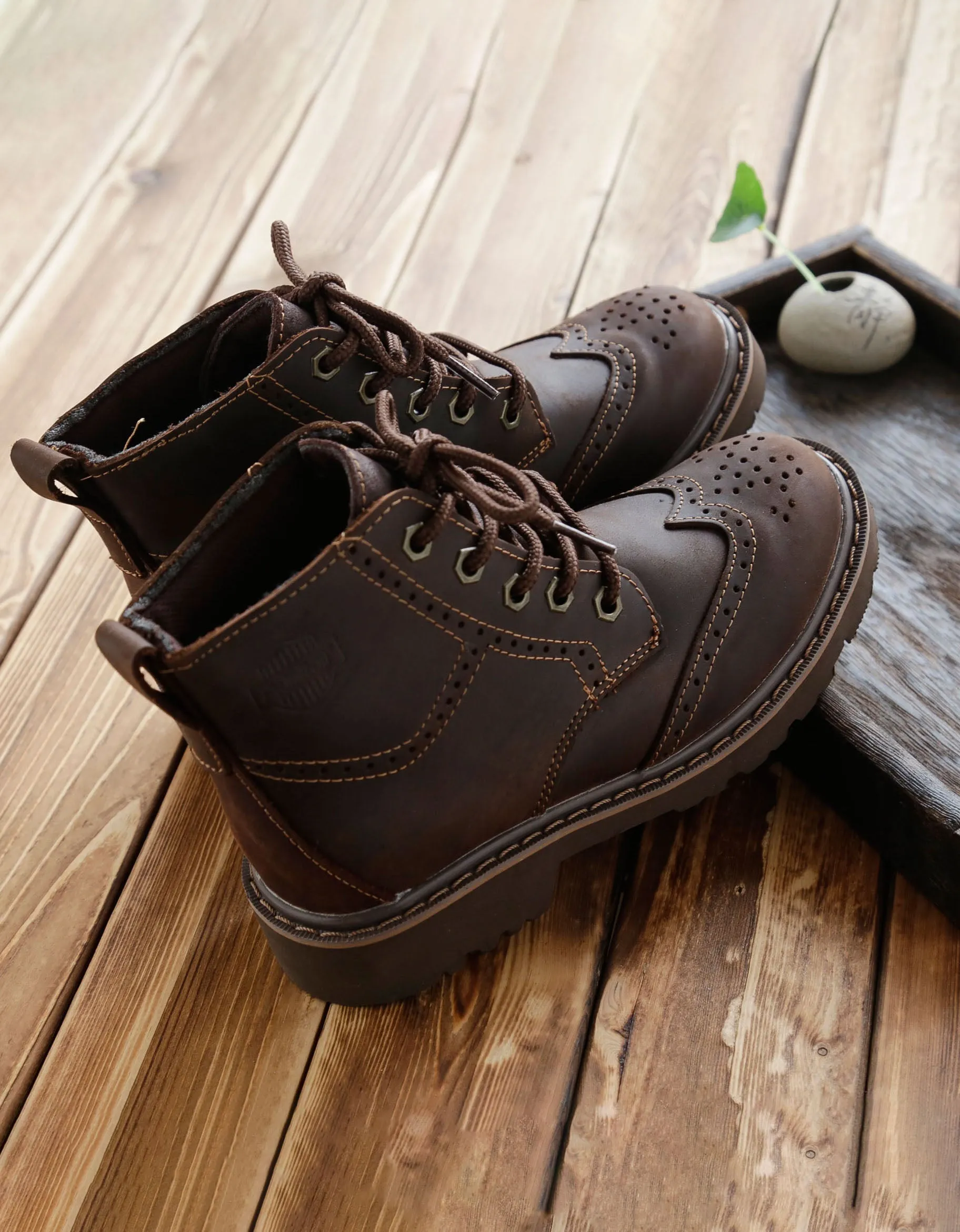 Water-proof Brogue Style Lace-up Oxford Boots for Women 35-44