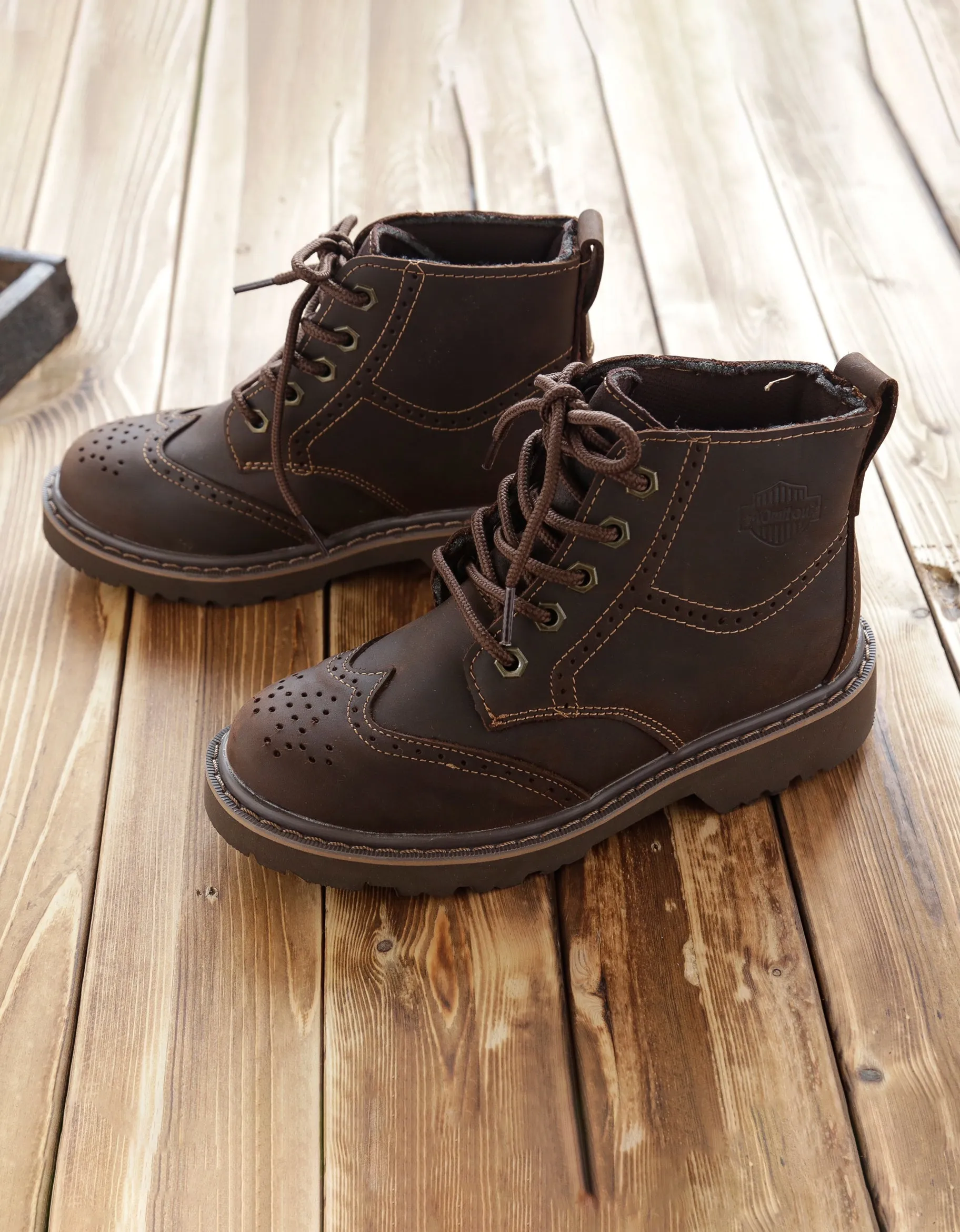 Water-proof Brogue Style Lace-up Oxford Boots for Women 35-44