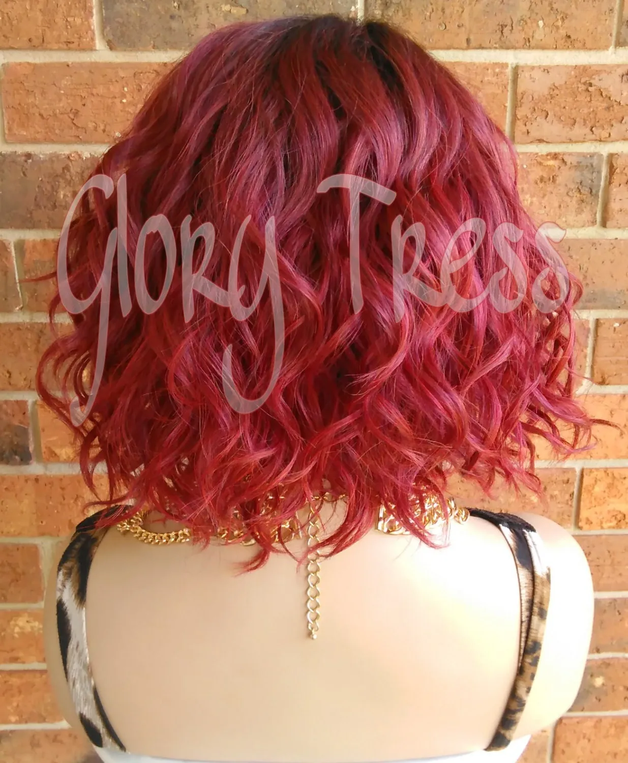 Wavy Bob Lace Front Wig, 100% Human Hair Blend, Ombre Red Wig // DELIGHT ( Free Shipping)