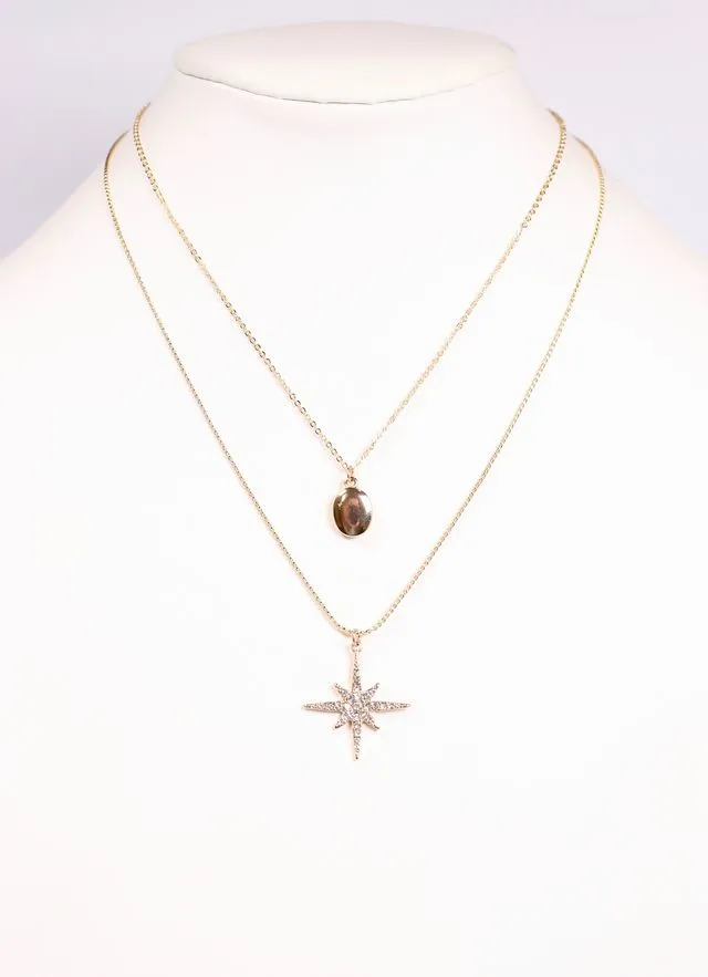 Wilhelmina Layered Charms Necklace GOLD