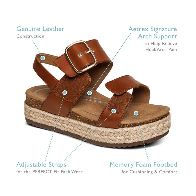 WOMEN'S AETREX VANIA ARCH SUPPORT PLATFORM SANDAL| YELLOW