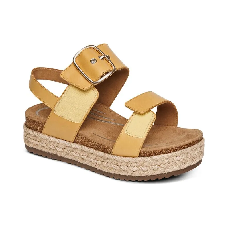 WOMEN'S AETREX VANIA ARCH SUPPORT PLATFORM SANDAL| YELLOW