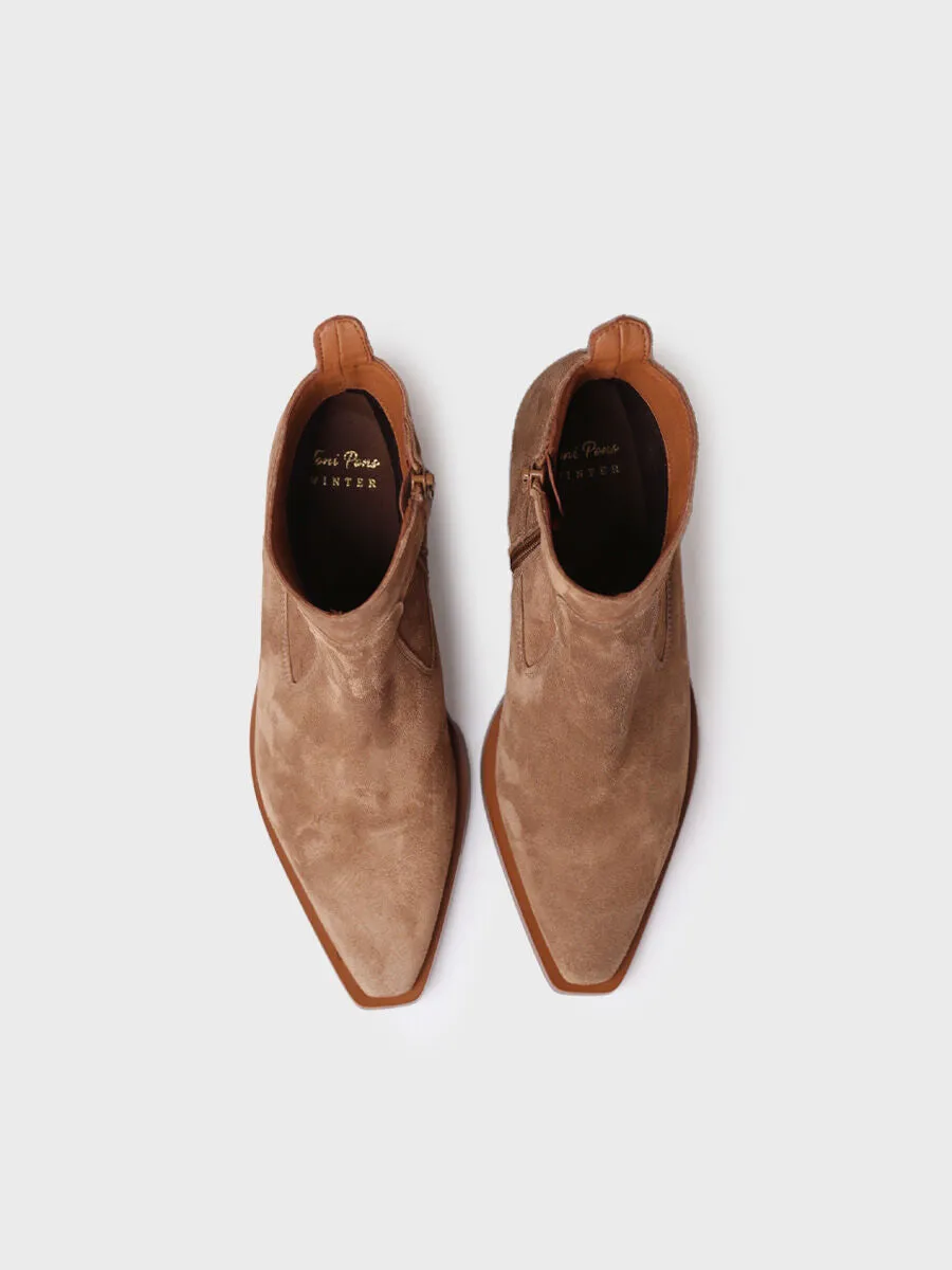 Women's Ankle boot in suede in Coffee - IKIA-SY