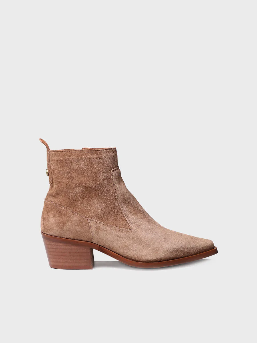 Women's Ankle boot in suede in Coffee - IKIA-SY