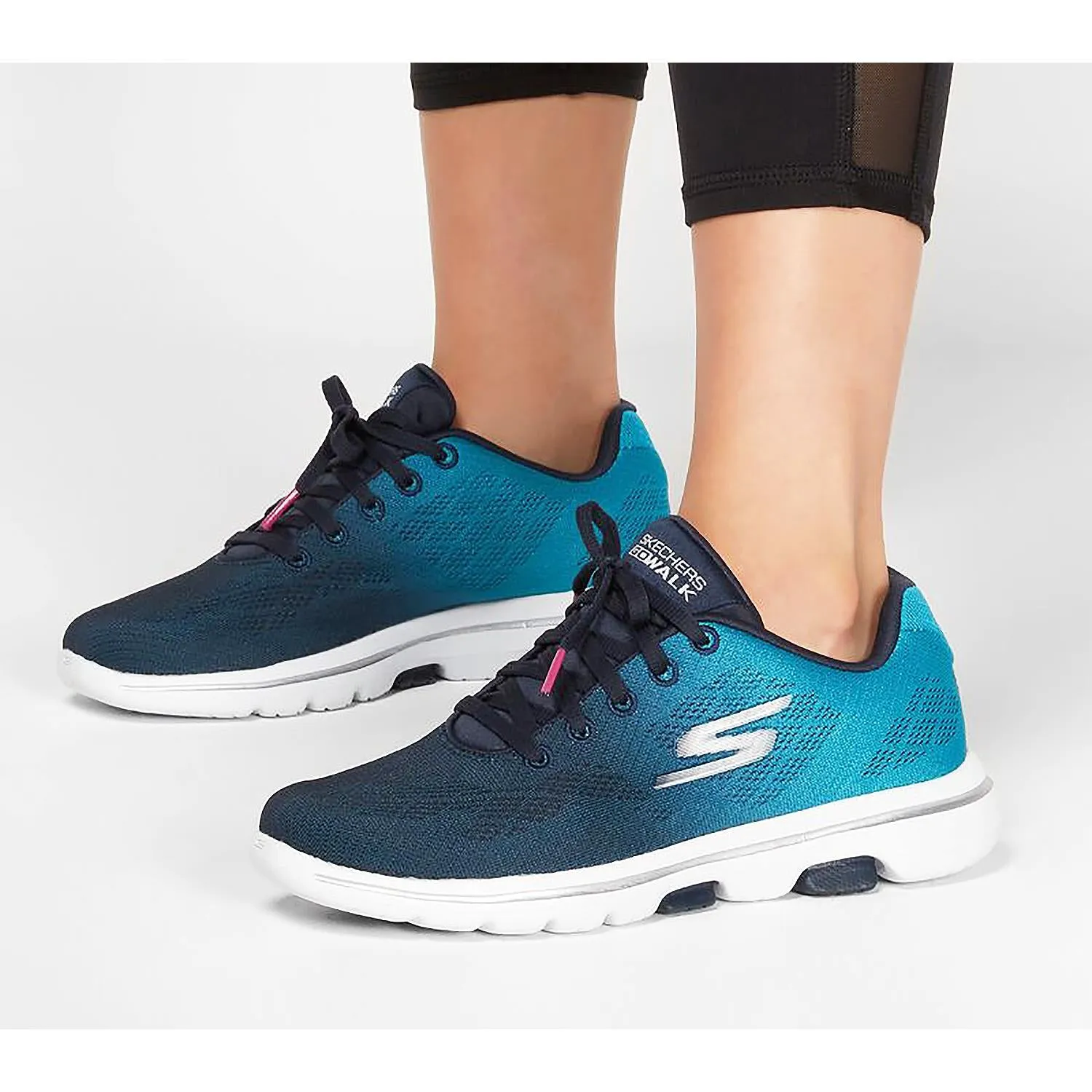Women's Skechers Gowalk 5 Alive Navy Fabric Mesh
