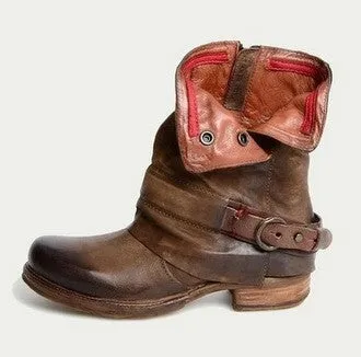 Women's Slouchy Leather Ankle Height Booties with Zipper Side
