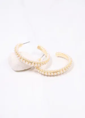 Woodard Pearl Hoop Earring GOLD